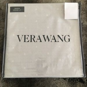 Vera Wang Polka Dot Gray White Cotton Qn Sheet Set